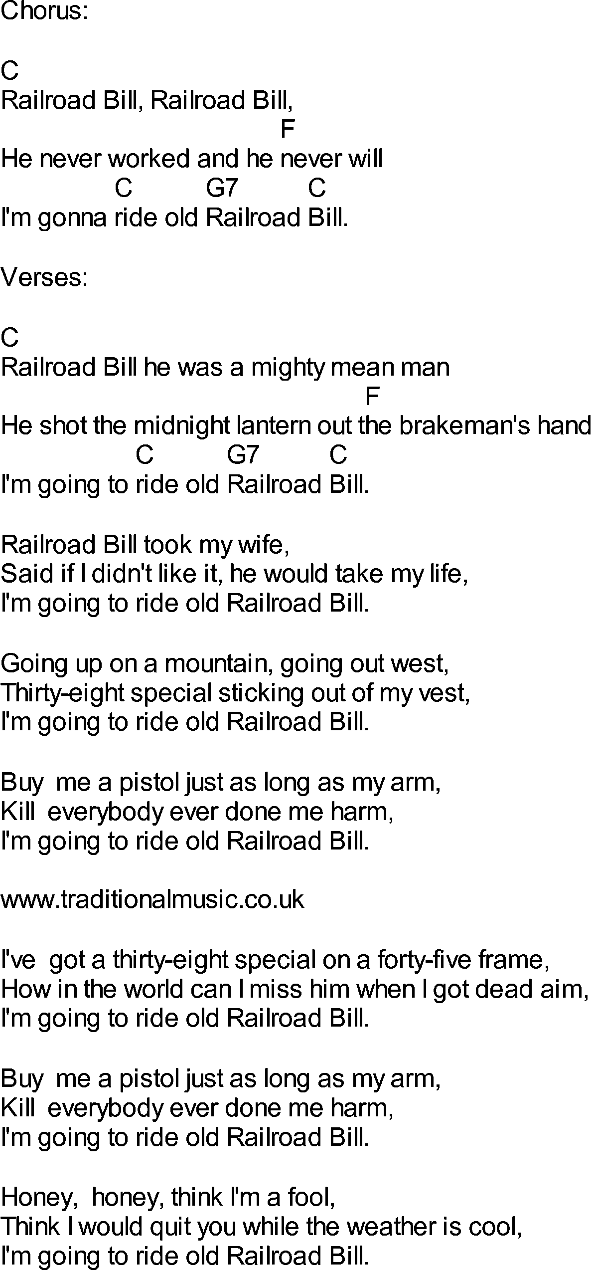 Bluegrass songs with chords - Railroad Bill